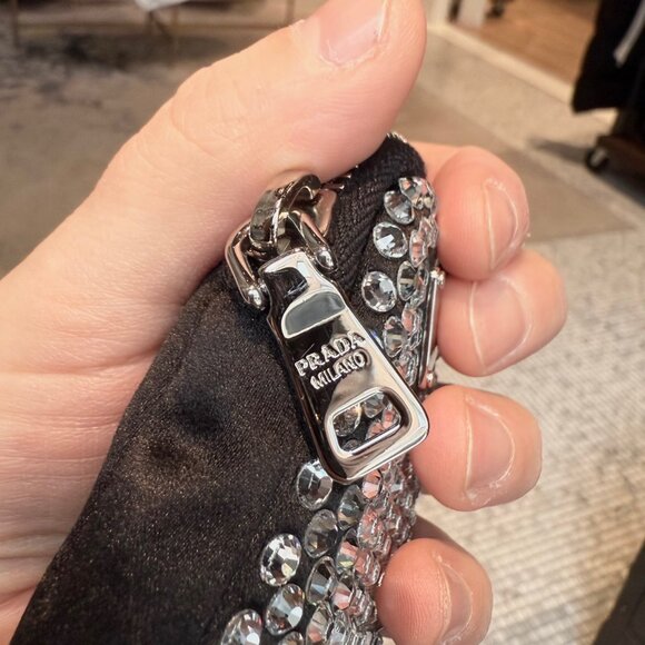 Prada Re-Edition 2005 Crystal Embellished Satin Shoulder Bag W/ Pouch - Picture 10 of 16